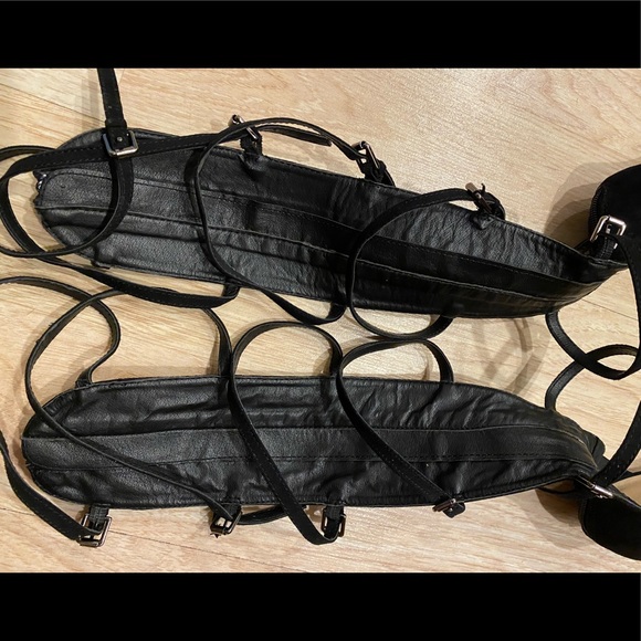 JUSTFAB Fawne black velvet gladiator pointy heels - Picture 3 of 16